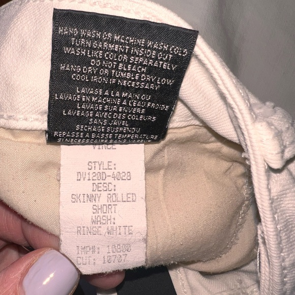 Vince White Denim Skinny Rolled Hem Shorts Mid Rise Summer Casual Chic Sz 30 - Picture 8 of 8